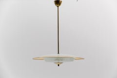 Schöne Hängeleuchte aus Glas und Messing, Mid-Century Modern, 1950er Jahre