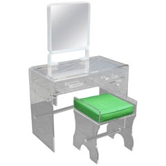 Beautiful Mid-Century Modern Lucite Vanity with the Bench, circa 1970s