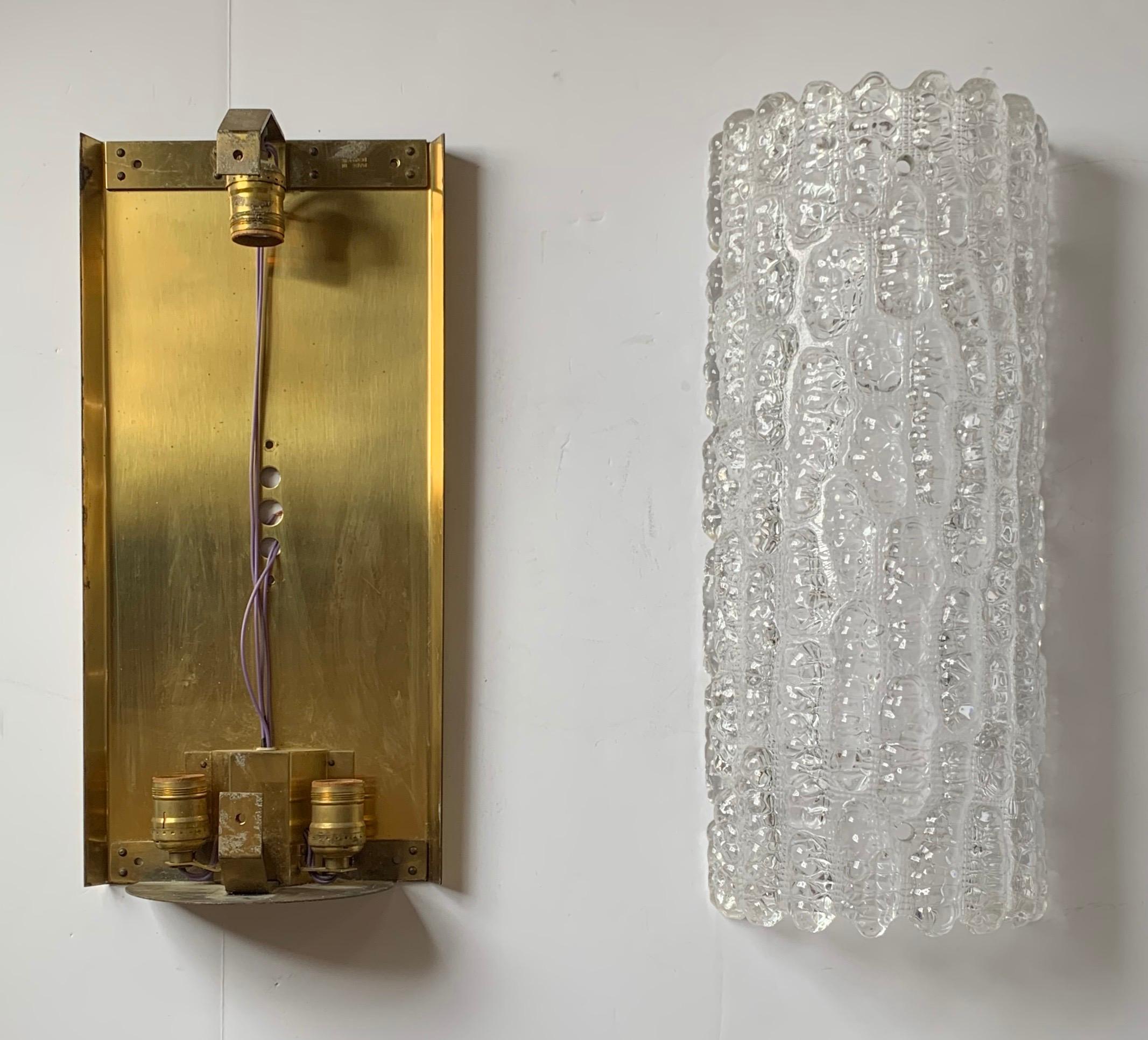 Beautiful Mid-Century Modern Pair of Orrefors Sconces Designed by Carl Fagerlund In Good Condition In Roslyn, NY