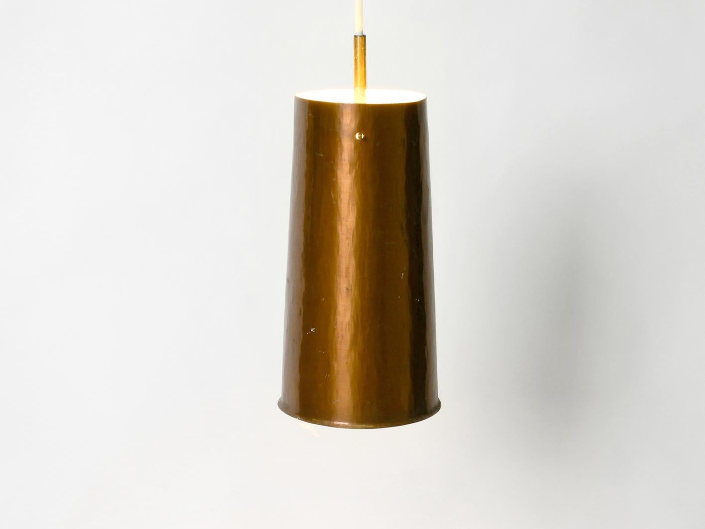German Beautiful Mid-Century Modern Pendant Lamp Made of Copper Shaped like a Cone For Sale