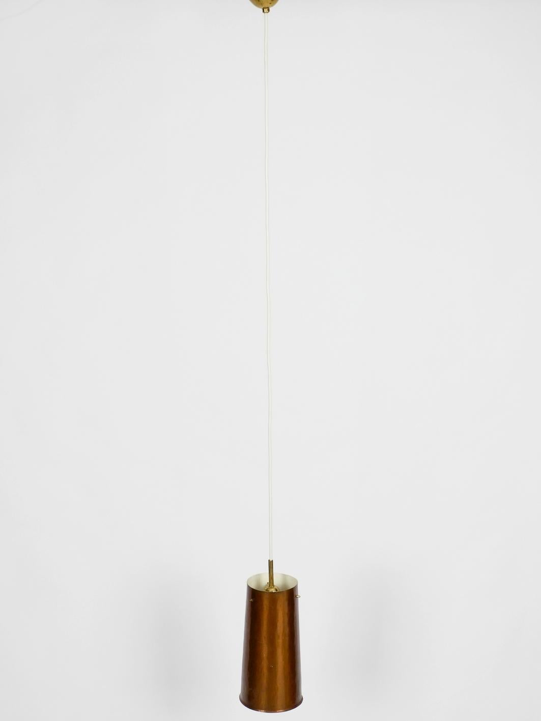 Mid-20th Century Beautiful Mid-Century Modern Pendant Lamp Made of Copper Shaped like a Cone For Sale