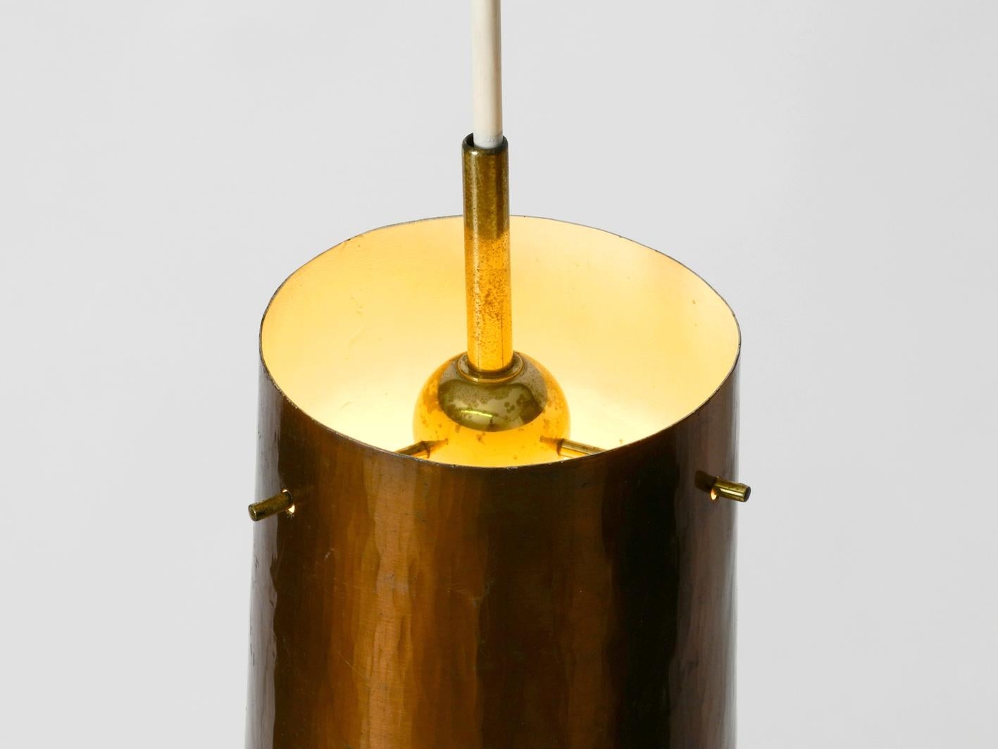 Brass Beautiful Mid-Century Modern Pendant Lamp Made of Copper Shaped like a Cone For Sale