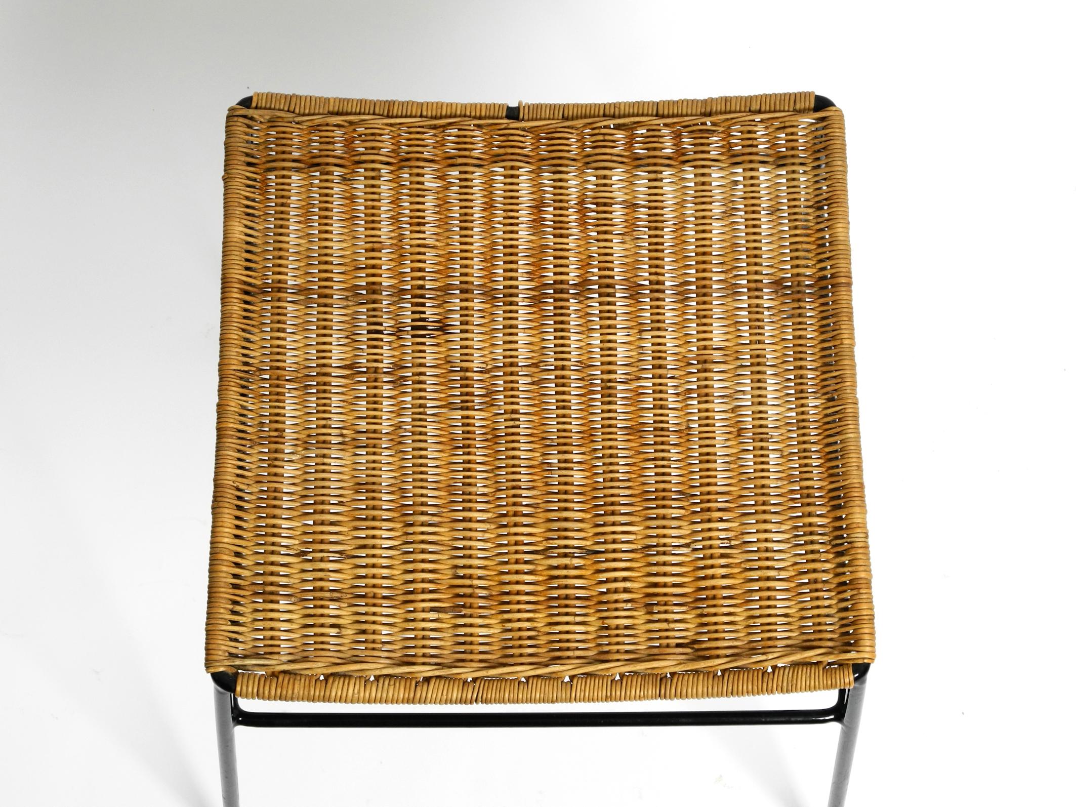 Beautiful Mid Century Modern Rattan Stool with Iron Frame In Good Condition In München, DE