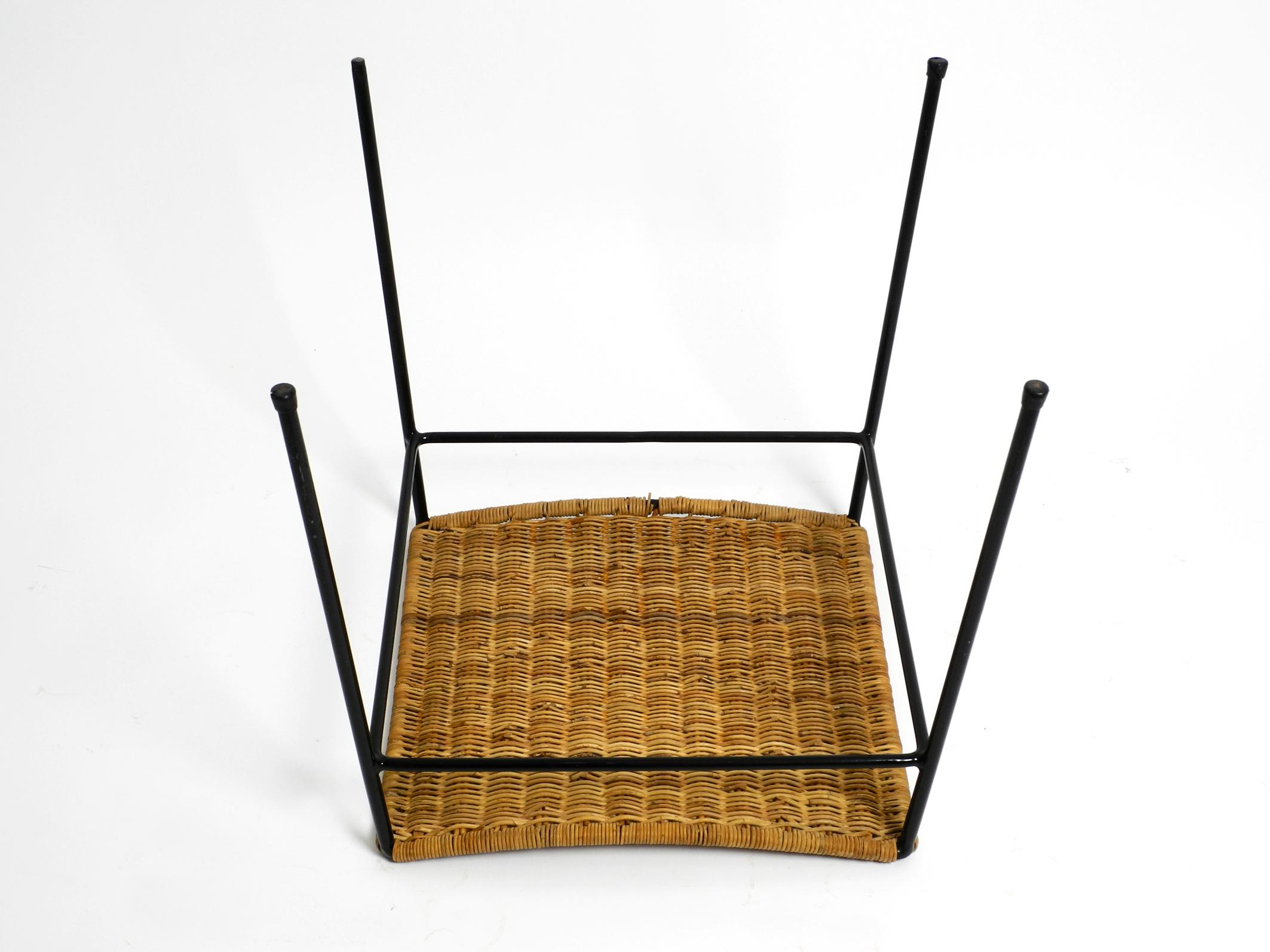 Beautiful Mid Century Modern Rattan Stool with Iron Frame 3