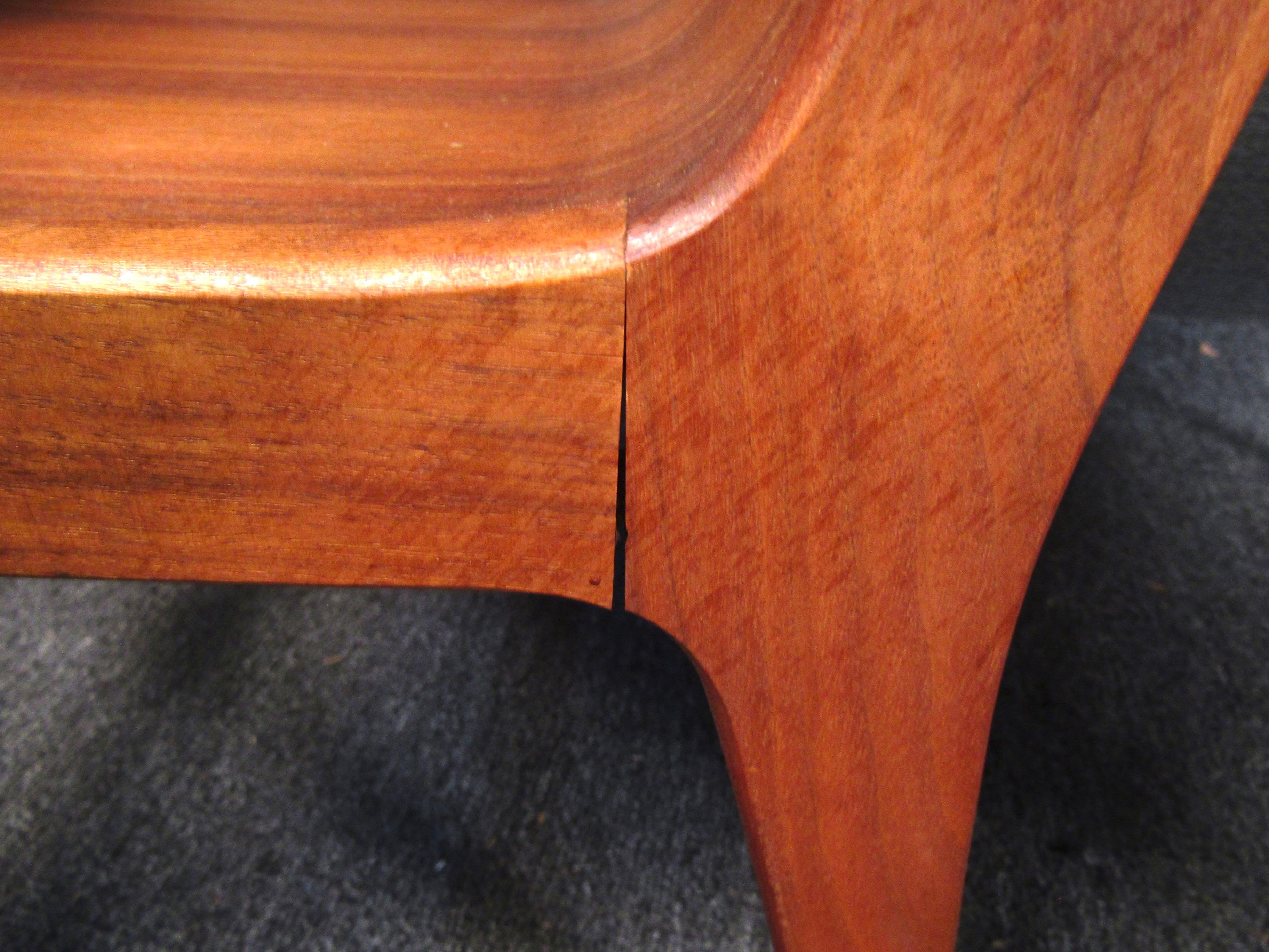 Beautiful Mid-Century Modern Sculptural Wood Side Tables with Glass Tops For Sale 5