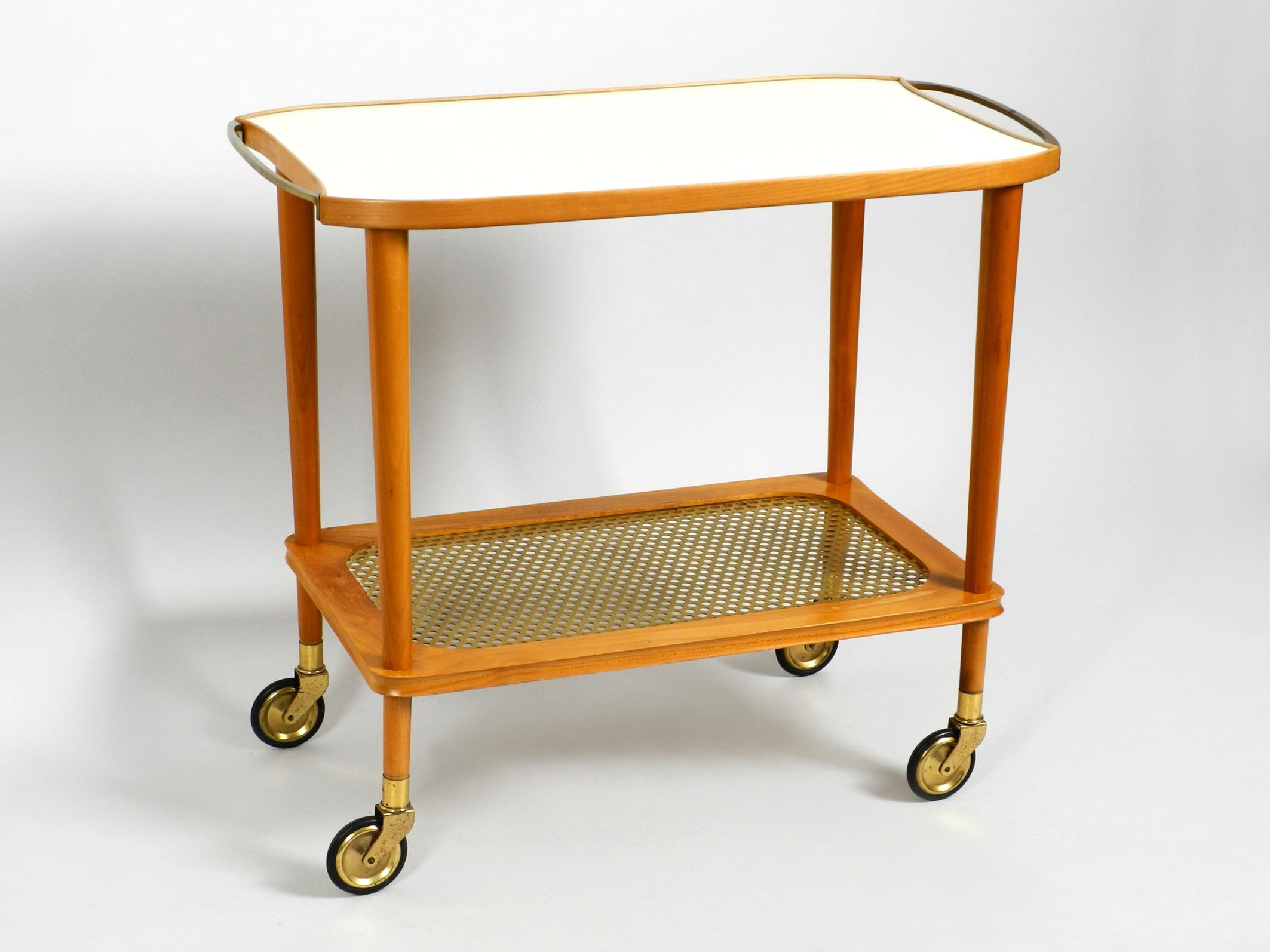 Beautiful Mid-Century Modern Serving Trolley Made of Walnut Wood and Brass 6
