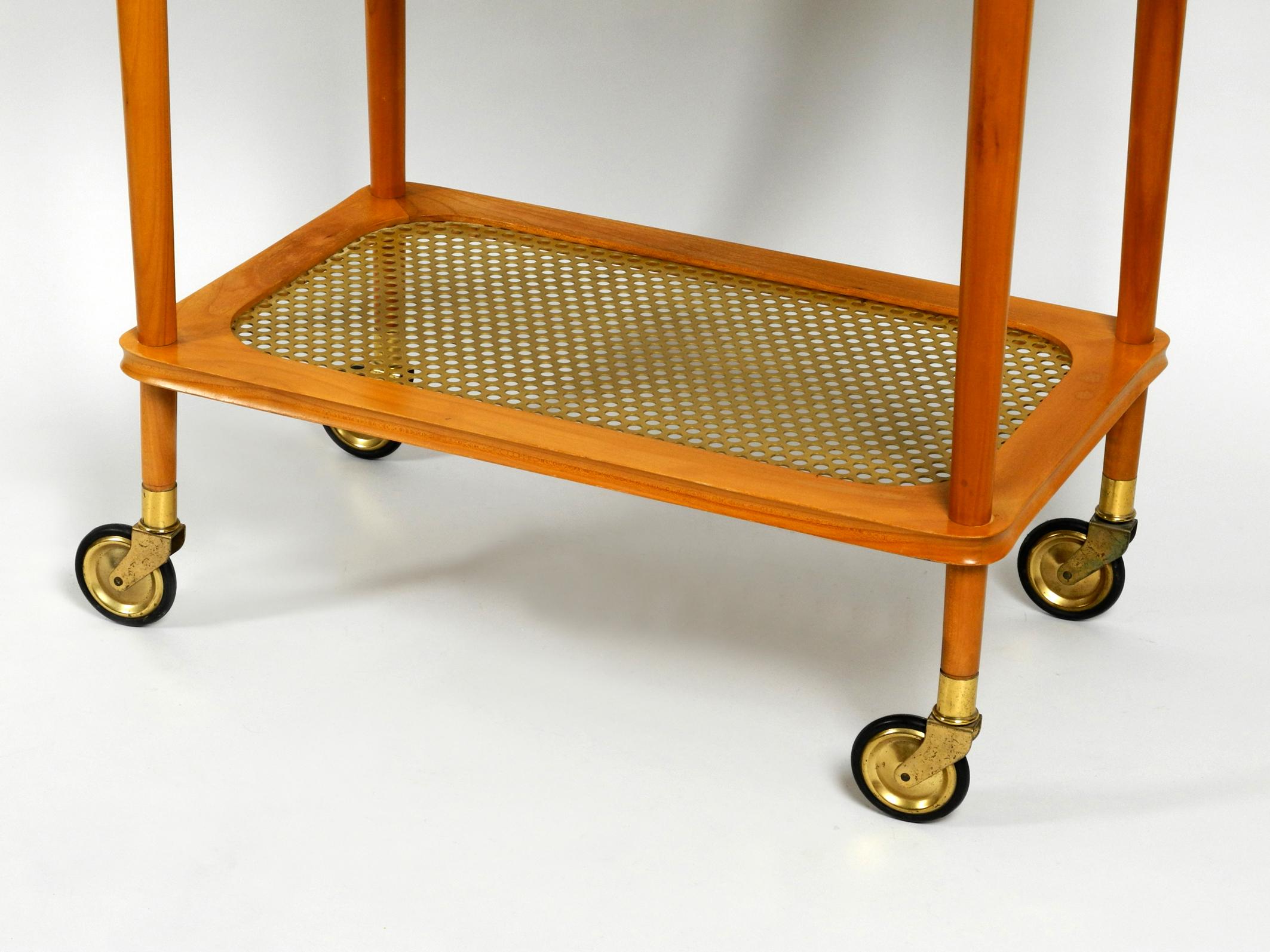Beautiful Mid-Century Modern Serving Trolley Made of Walnut Wood and Brass 1