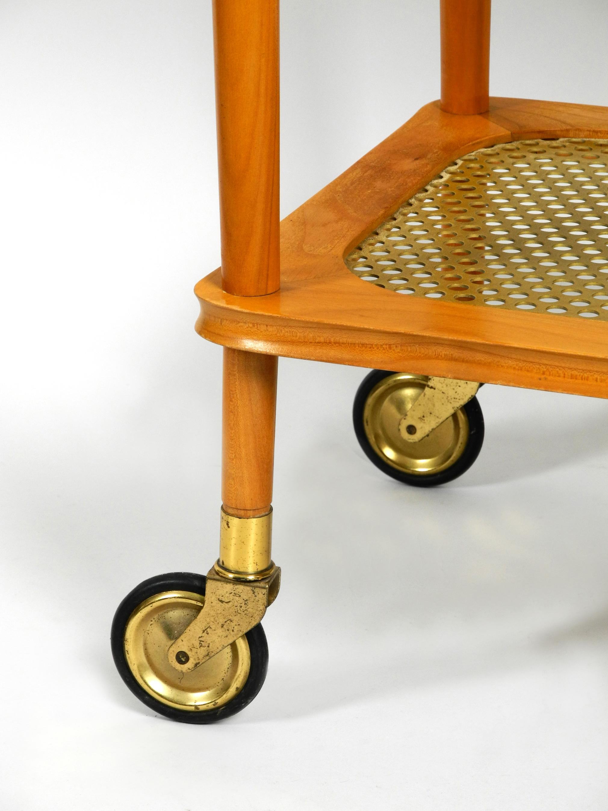 Beautiful Mid-Century Modern Serving Trolley Made of Walnut Wood and Brass 3