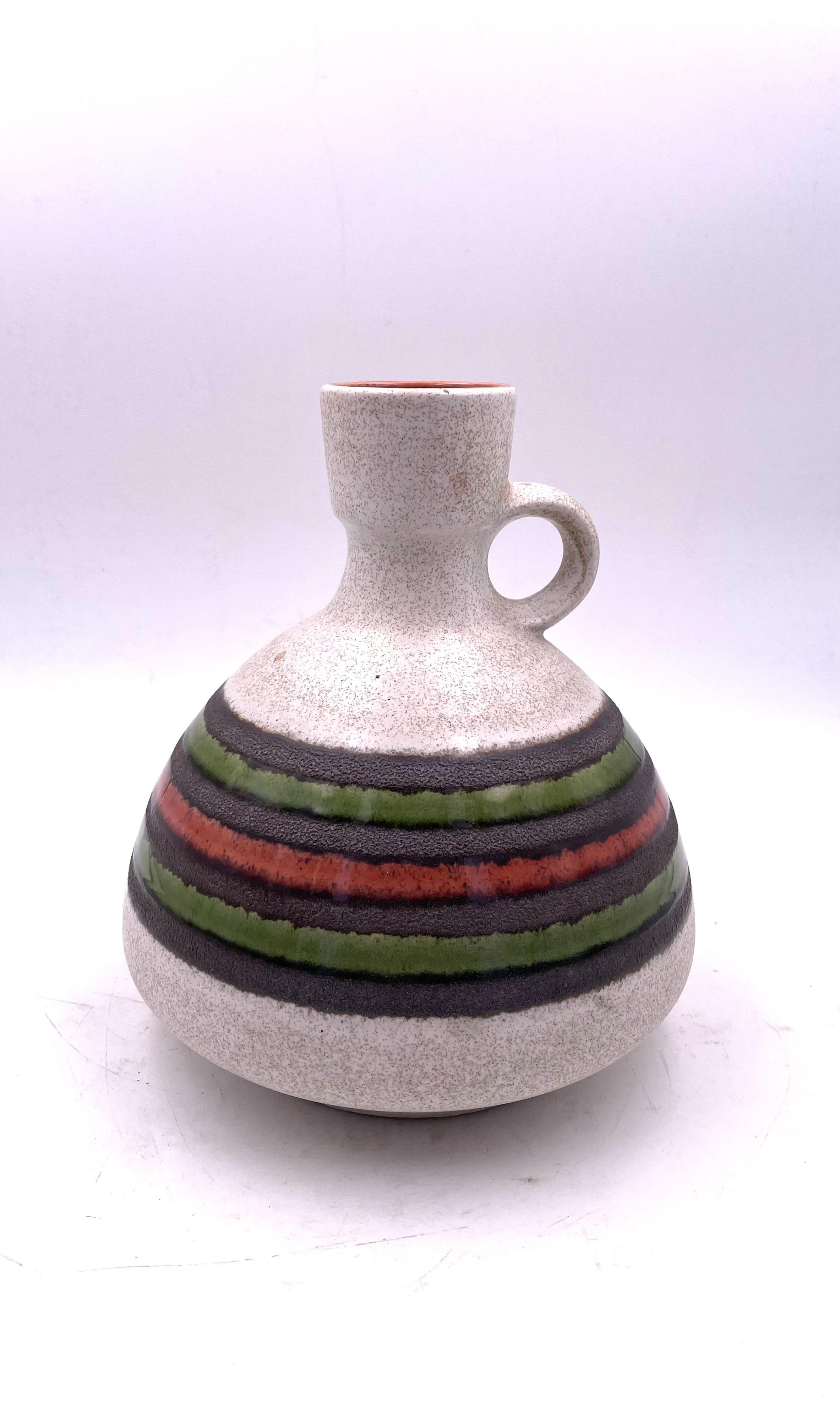 Beautiful ceramic vase pitcher, circa 1950's nice glaze made in west Germany no chips or cracks.