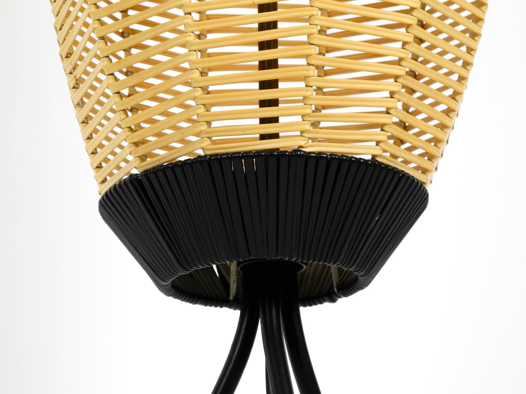 Beautiful Mid-Century Modern Tripod Floor Lamp with Plastic Basket Shade 1