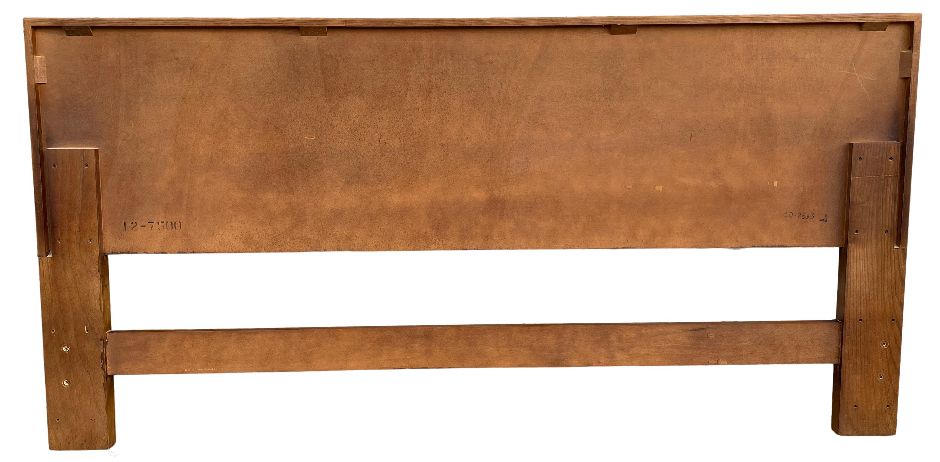 Mid-Century Modern Beautiful Mid-Century Oak & brass King Bed Headboard for Henredon 
