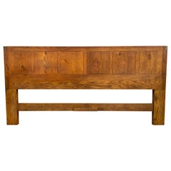 Beautiful Mid-Century Oak & brass King Bed Headboard for Henredon