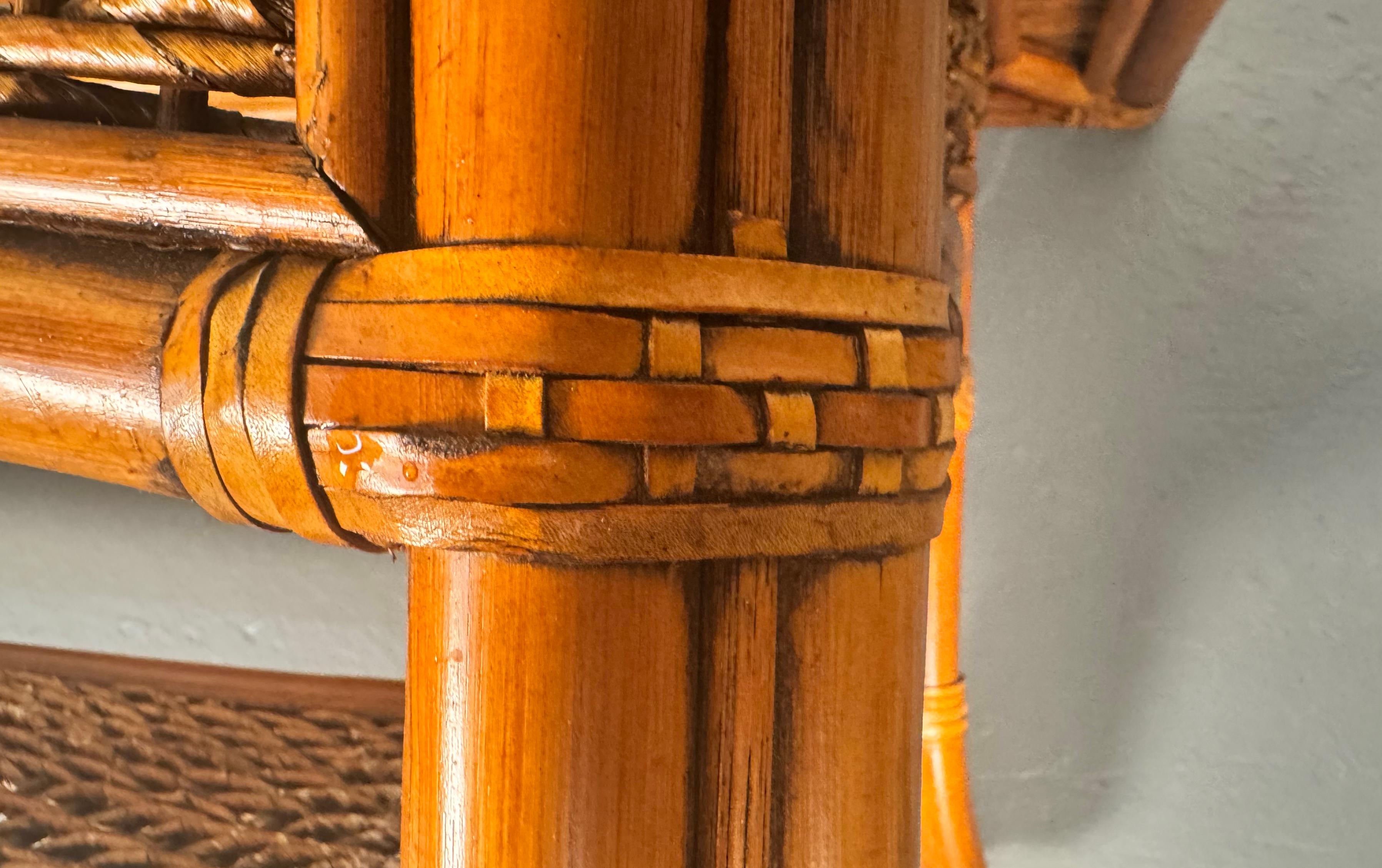 Beautiful Mid-Century Rattan Table Set For Sale 7
