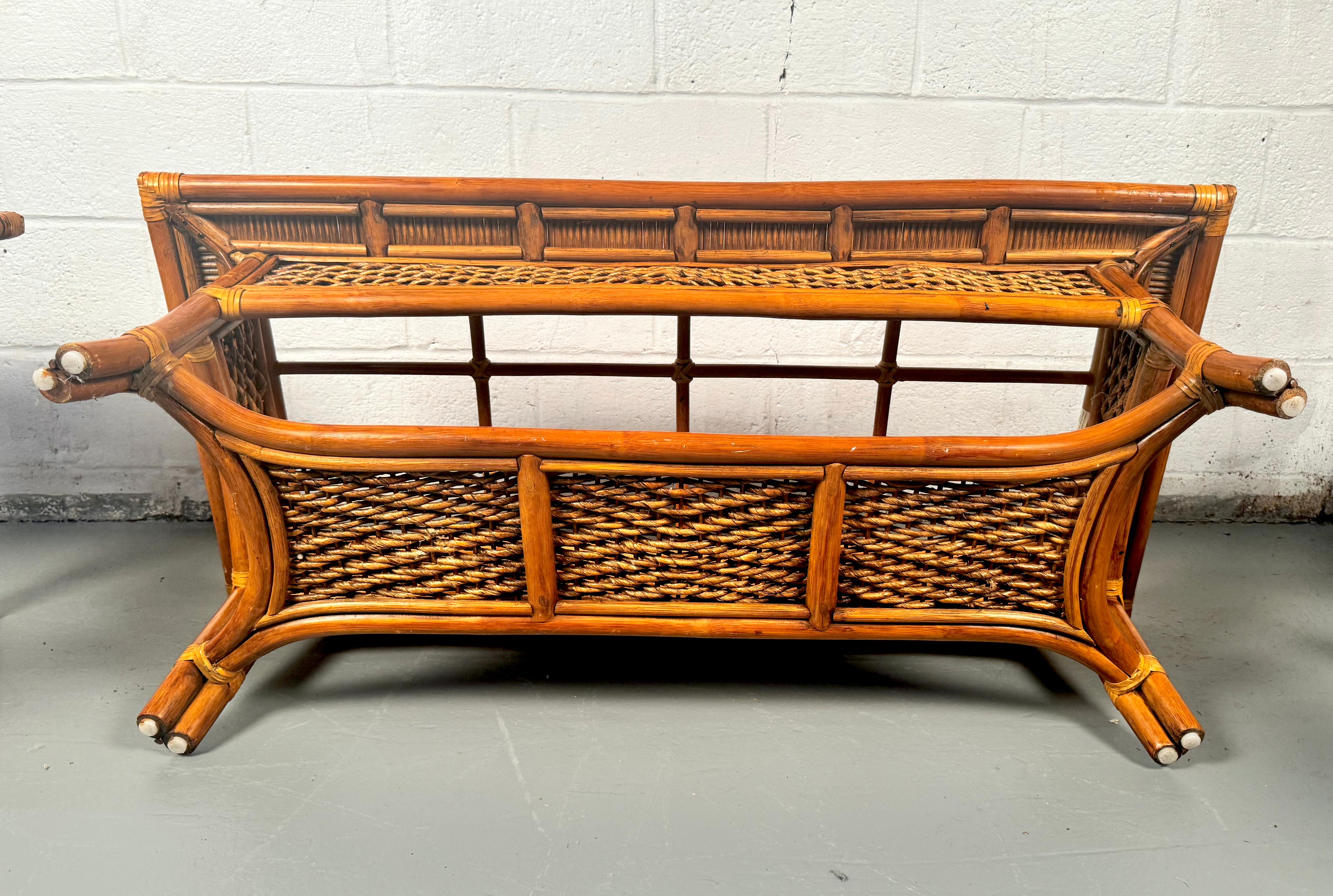Beautiful Mid-Century Rattan Table Set For Sale 3