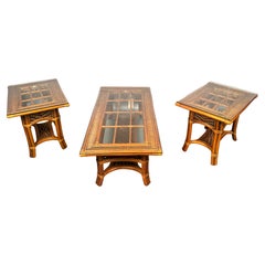 Beautiful Mid-Century Rattan Table Set