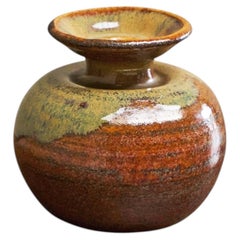Schöne Mid Century rot und grün glasiert Studio Pottery Vase 1960s