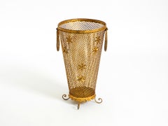 Beautiful Mid-Century Regency umbrella stand made of gilded metal, Italy 1960s