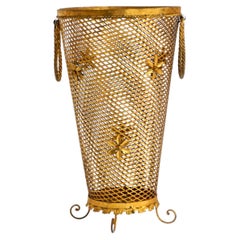 Beautiful Mid-Century Regency umbrella stand made of gilded metal, Italy 1960s