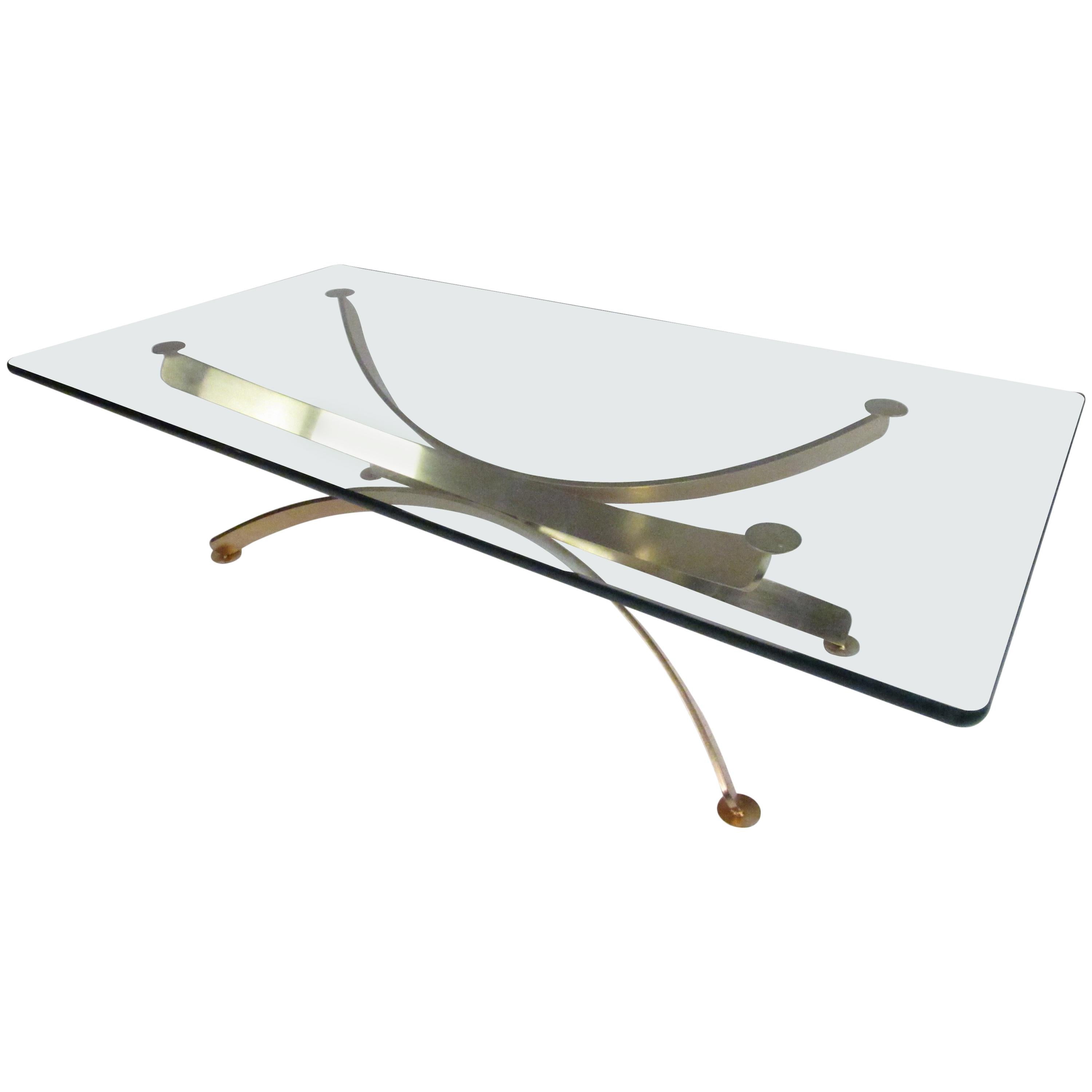 Beautiful Midcentury Roger Sprunger Style Brass Coffee Table