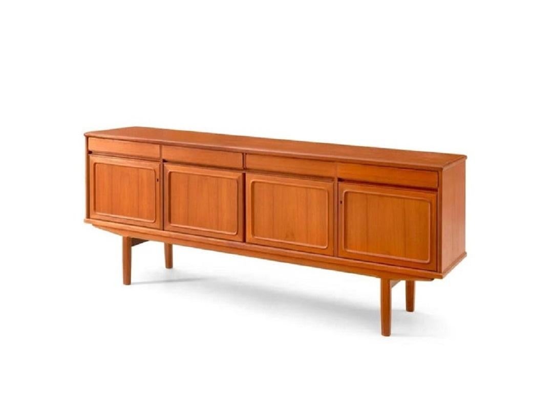 Scandinavian Modern Beautiful Mid Century Scandinavian modern 4 door teak credenza sideboard For Sale