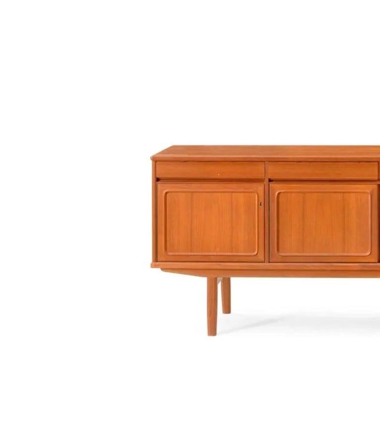Woodwork Beautiful Mid Century Scandinavian modern 4 door teak credenza sideboard For Sale