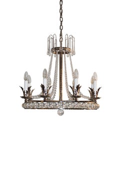 Beautiful mid century simplified nickel plated chandelier with leaves
