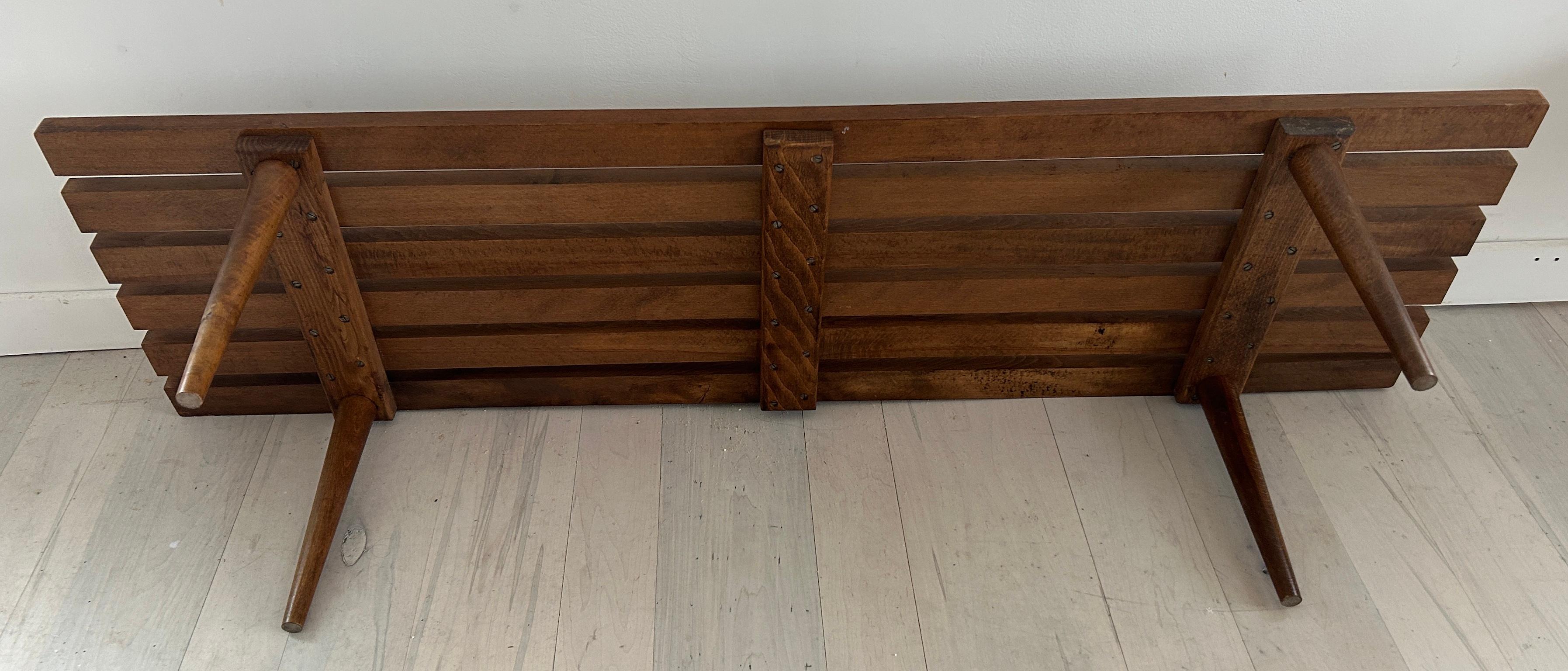 Beautiful Midcentury Solid Birch Slatted Bench Style of George Nelson  In Good Condition In BROOKLYN, NY