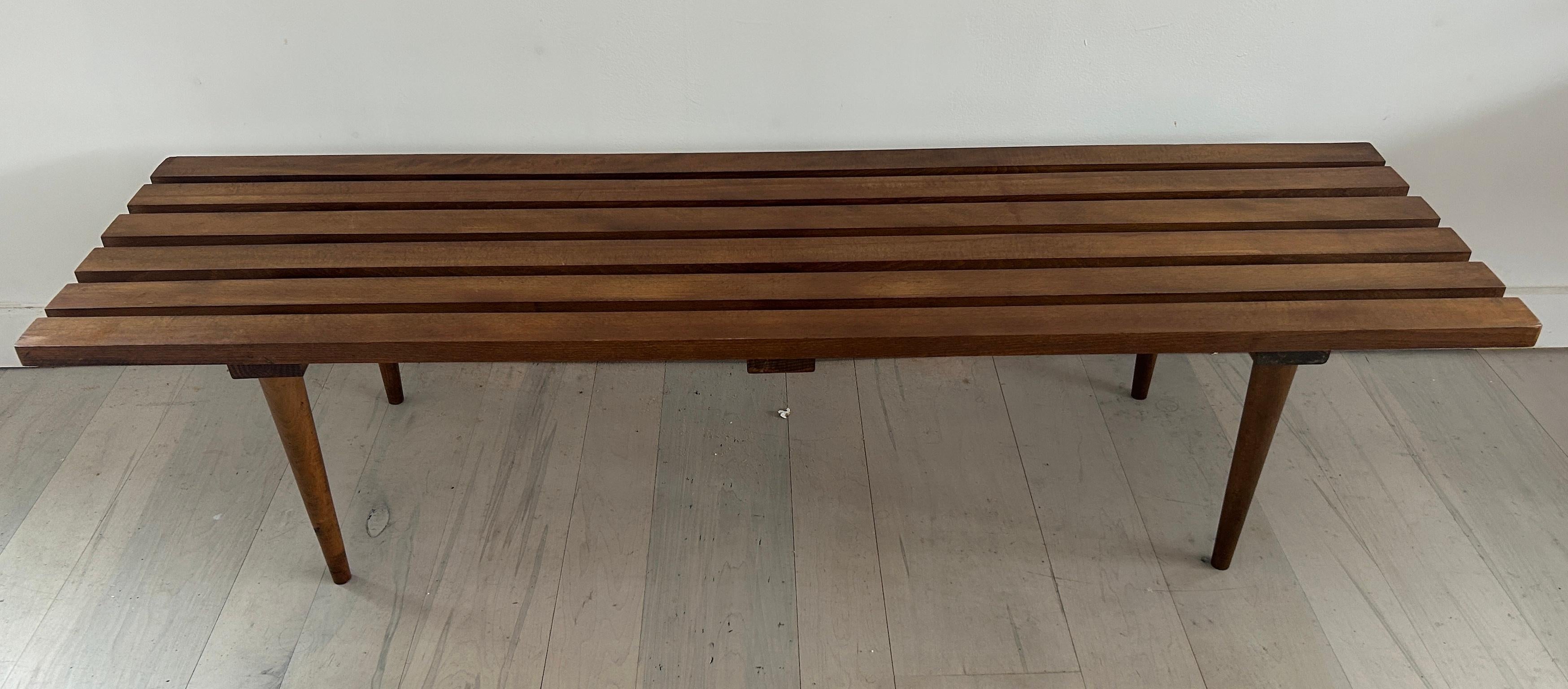 Mid-20th Century Beautiful Midcentury Solid Birch Slatted Bench Style of George Nelson 