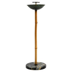 Beautiful Mid Century standing ashtray made of marble bronze and bamboo