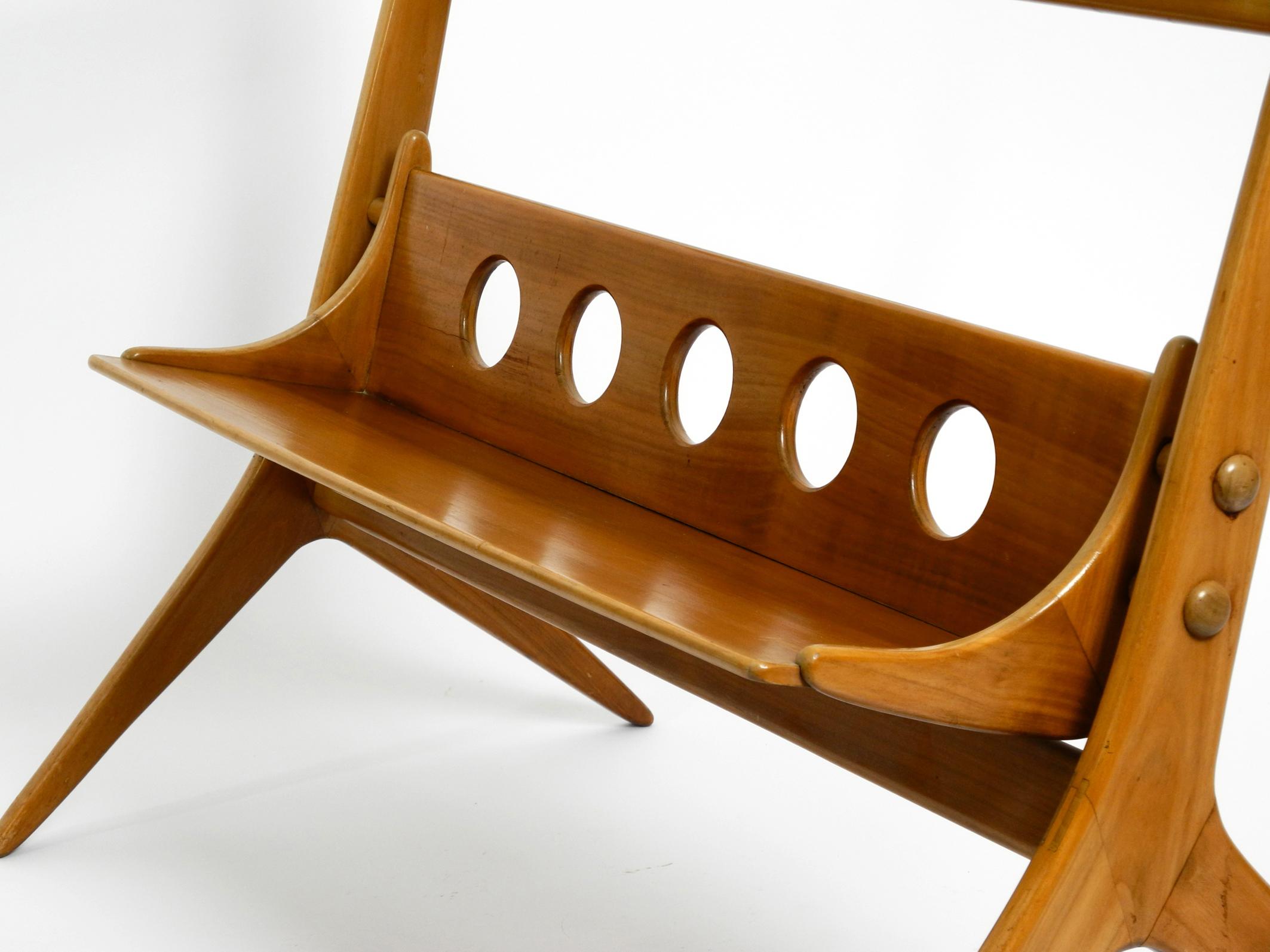 Mid-20th Century Beautiful Mid Century Table and Magazine Rack Made of Ash Wood and Wired Glass