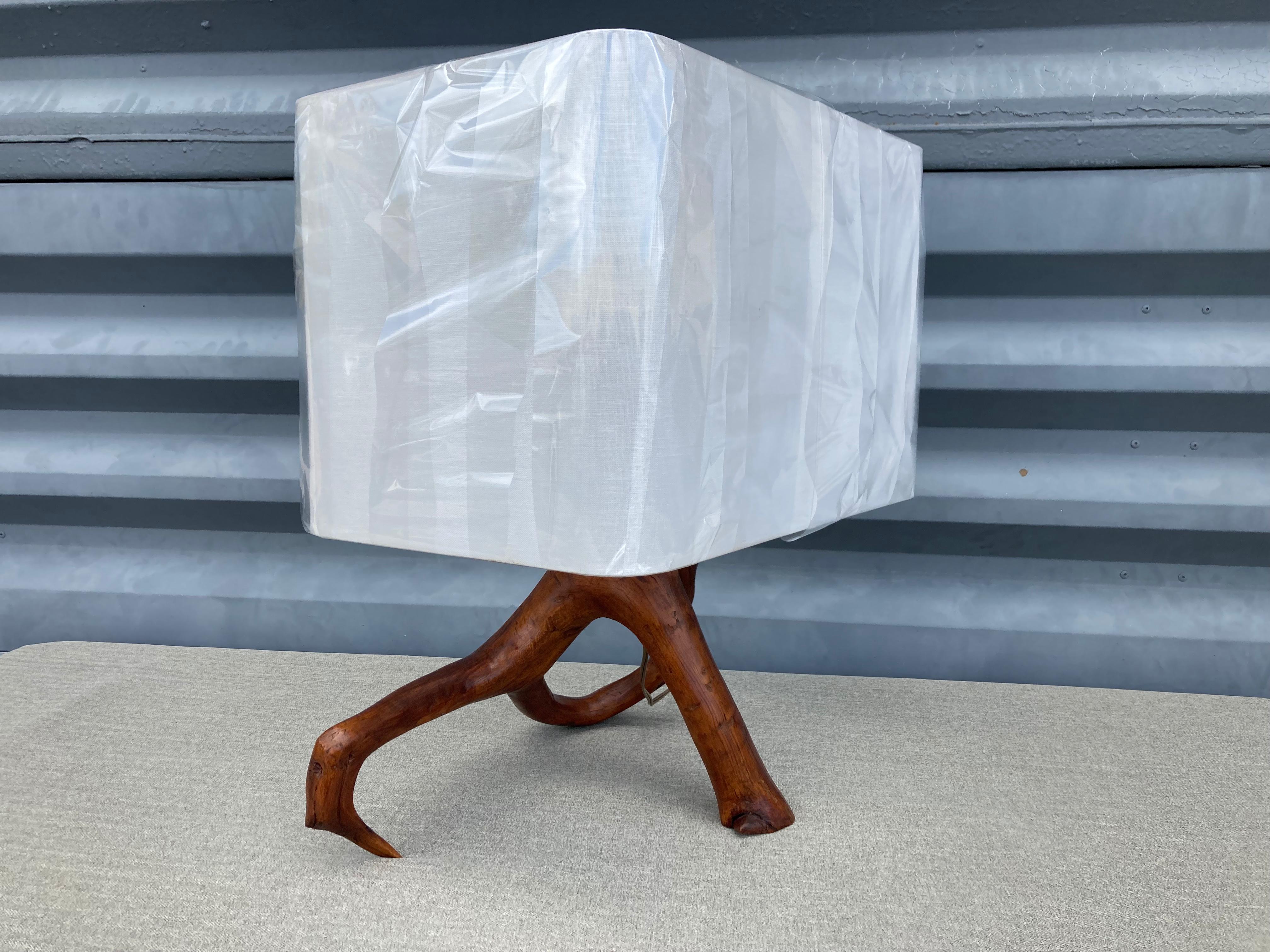 American Beautiful Mid Century Table Lamp, Tree, Redwood For Sale