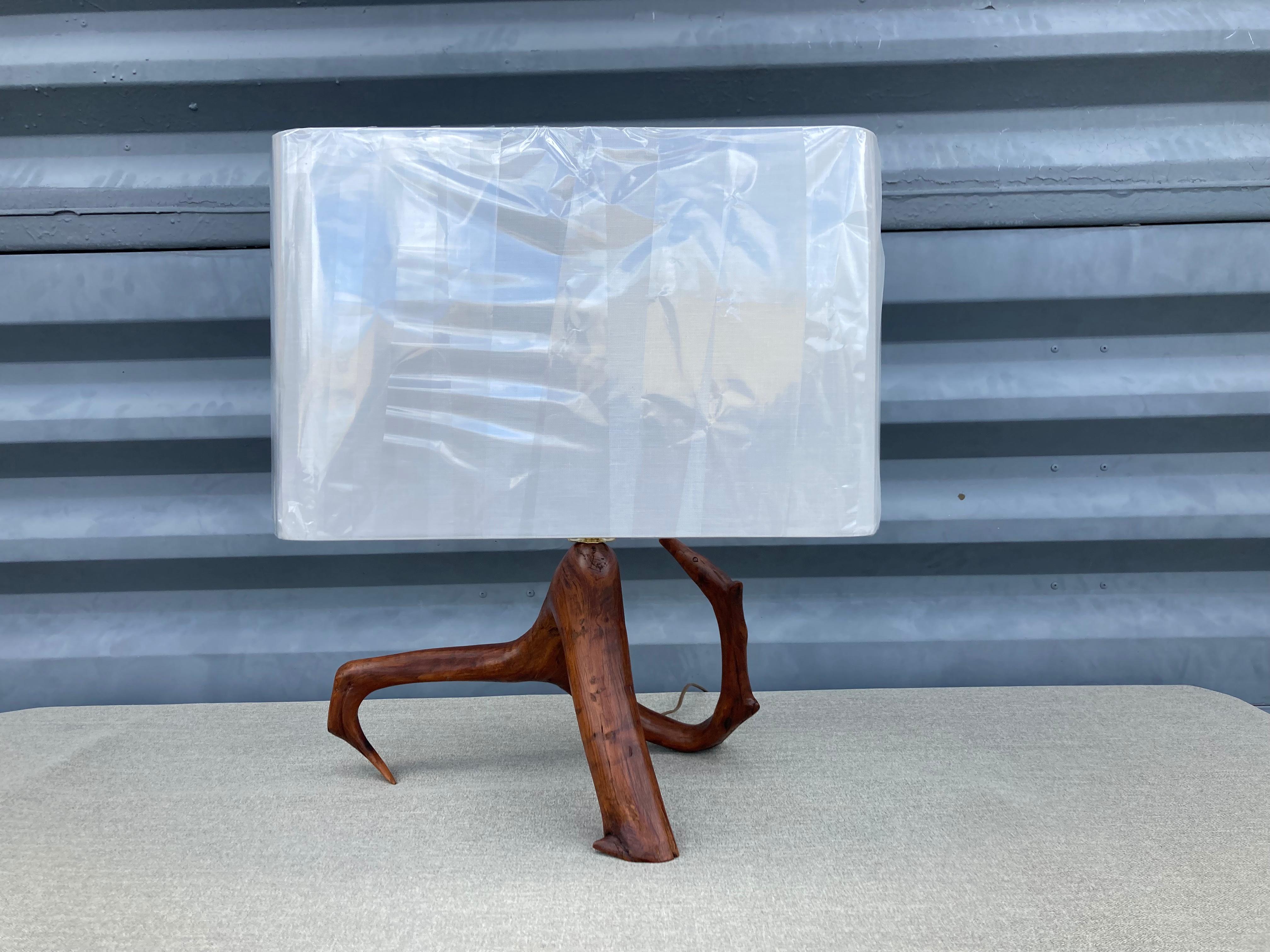 Late 20th Century Beautiful Mid Century Table Lamp, Tree, Redwood For Sale
