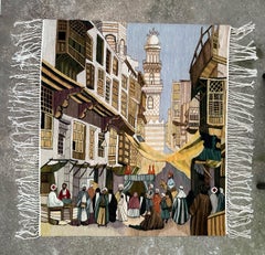 Bobyrug’s Beautiful Mid Century Tunisian Hand Woven Tapestry