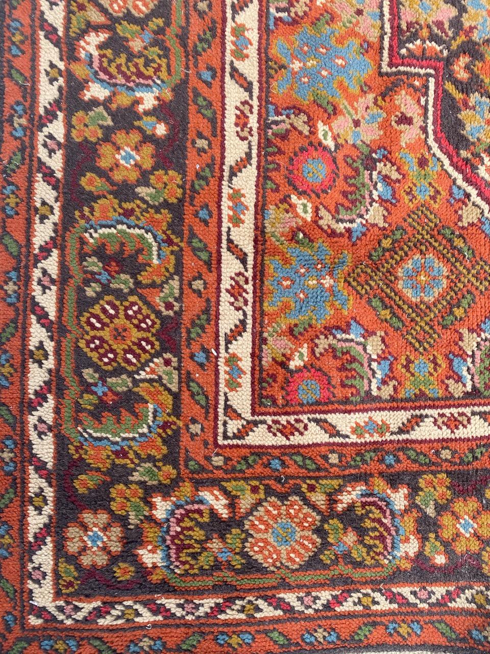 Nice Turkish rug with beautiful Malayer botteh design and beautiful colors with brown field, entirely hand knotted with wool velvet on cotton foundation.