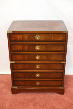 Beautiful Mid Century Walnut Military Campaign Style Chest Of Drawers