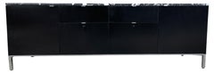 Beautiful Midcentury Abstract Marble Top Credenza Black Lacquer by Stow Davis
