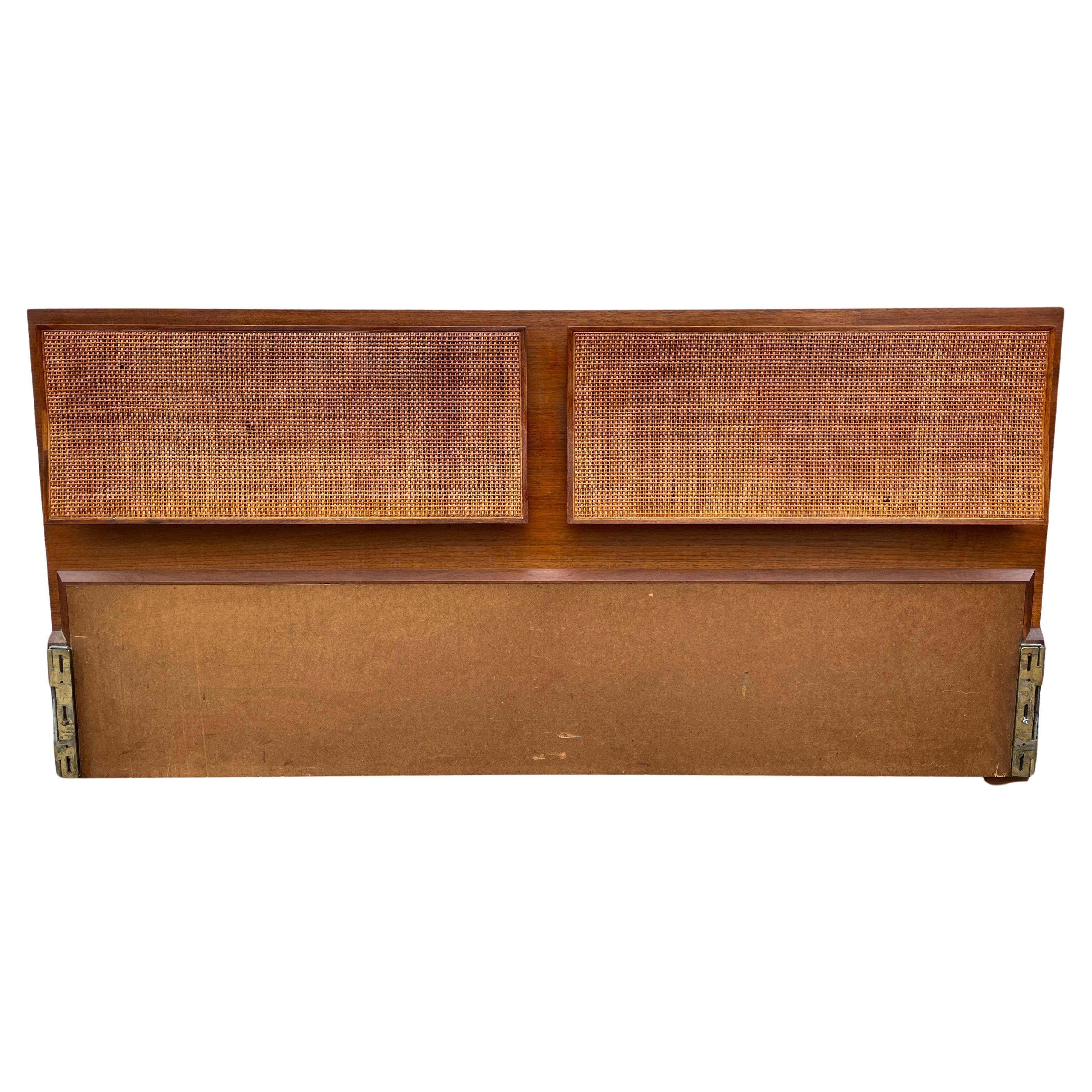 Beautiful Midcentury Cane Brass Headboard by Paul McCobb for Calvin King