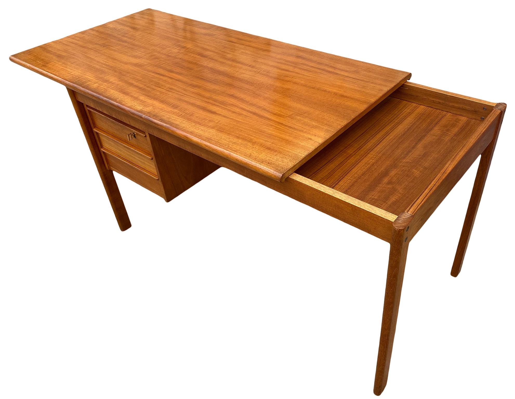 Beautiful Midcentury Danish Modern Teak Desk Sliding Top by Peter Lovig Nielson 1