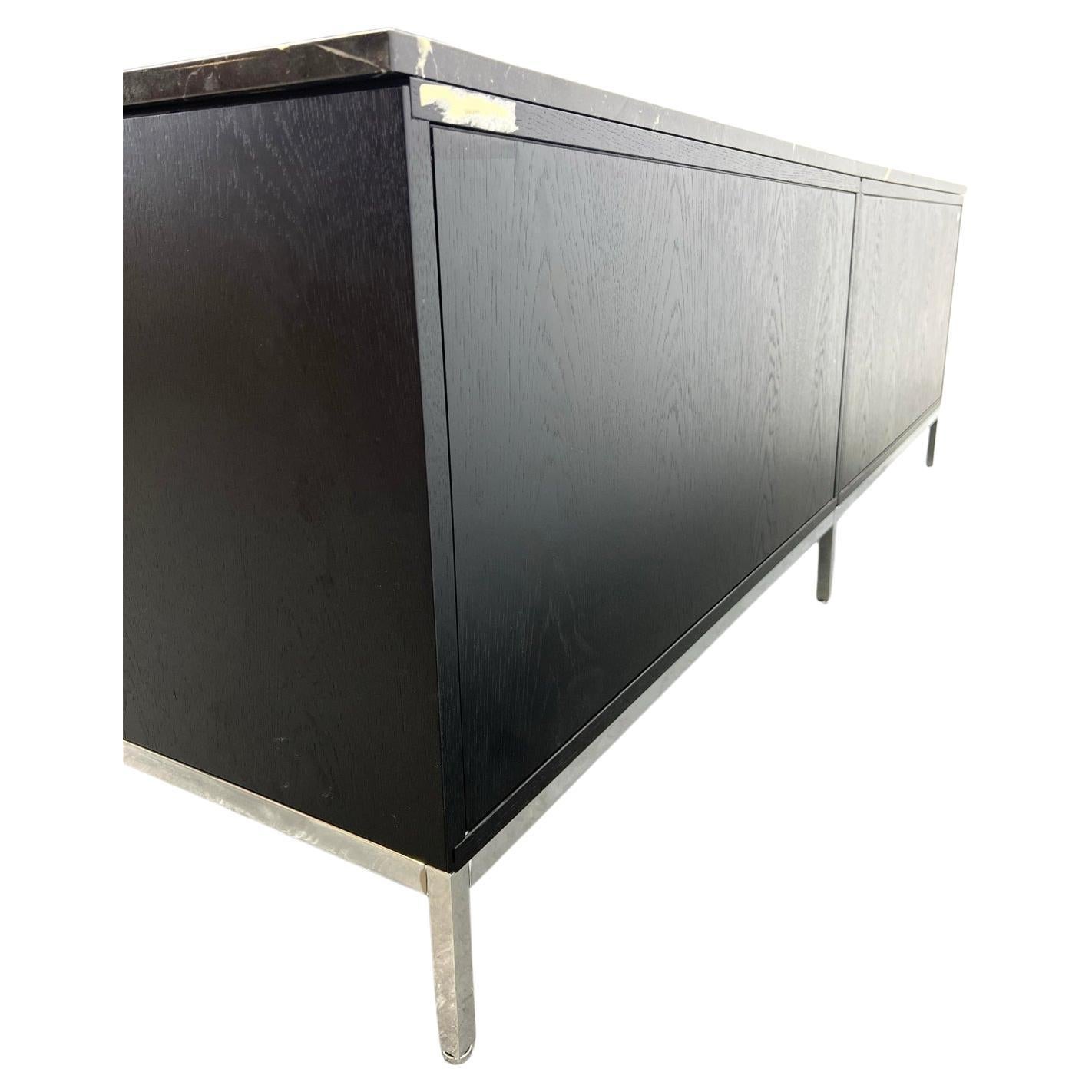 Mid-Century Modern Beautiful Midcentury Marquina Marble Top Credenza Black Lacquer Florence knoll