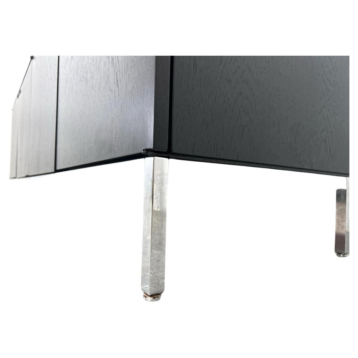 American Beautiful Midcentury Marquina Marble Top Credenza Black Lacquer Florence knoll