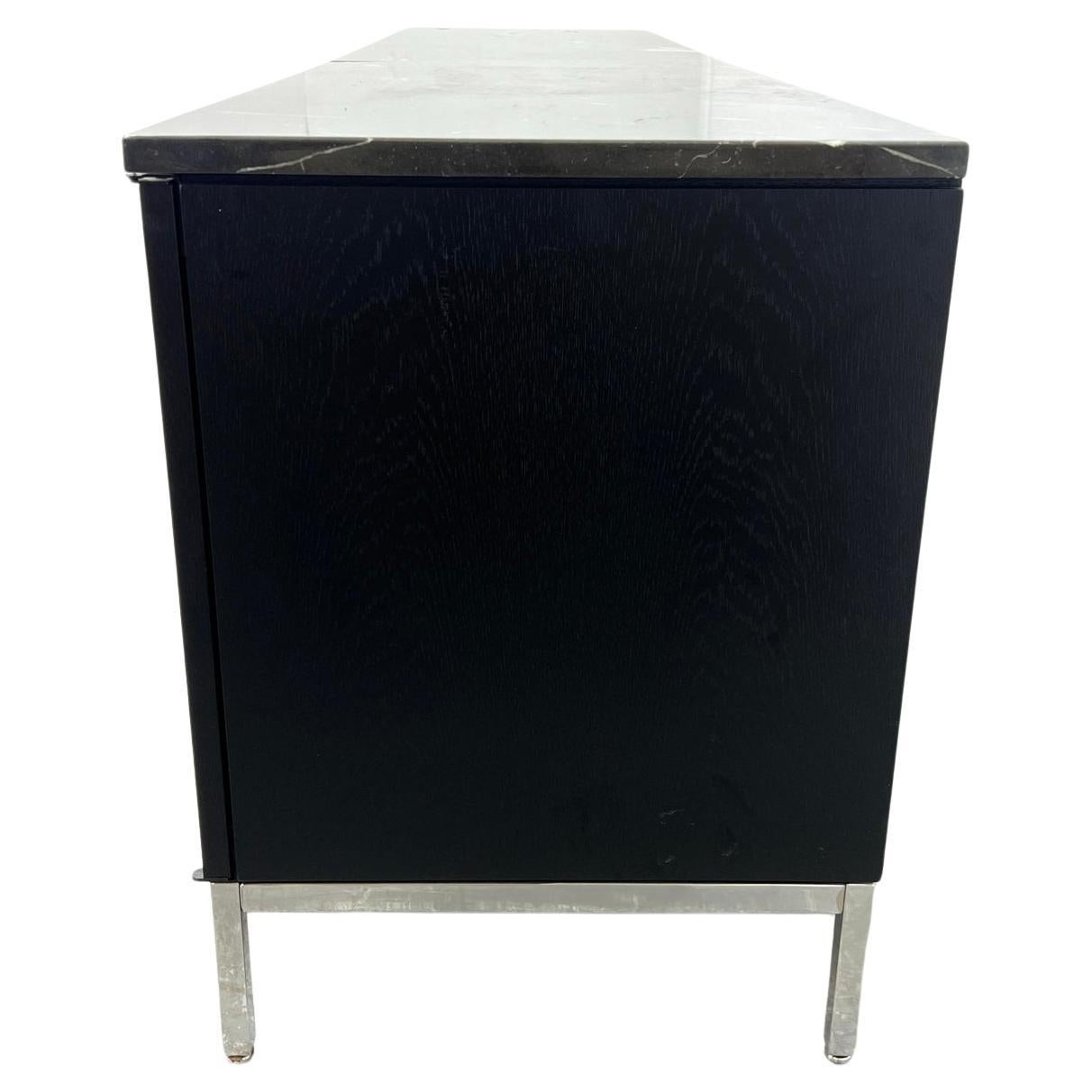 Woodwork Beautiful Midcentury Marquina Marble Top Credenza Black Lacquer Florence knoll