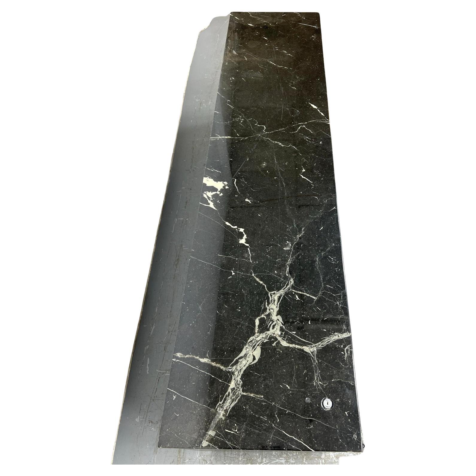 Beautiful Midcentury Marquina Marble Top Credenza Black Lacquer Florence knoll In Good Condition In BROOKLYN, NY