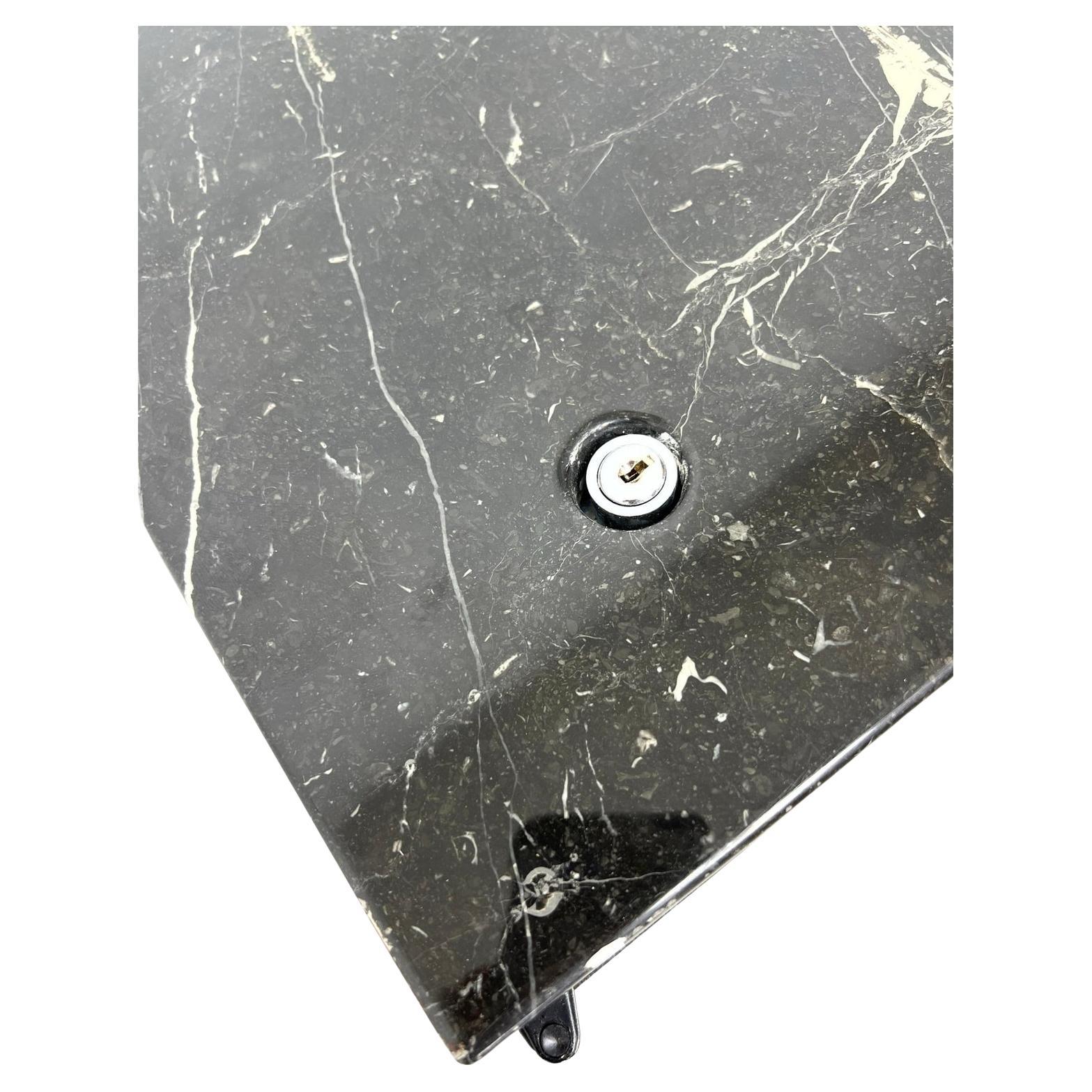 20th Century Beautiful Midcentury Marquina Marble Top Credenza Black Lacquer Florence knoll