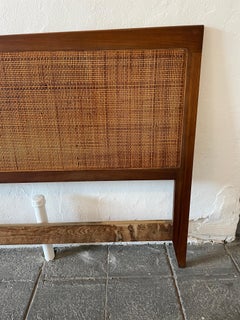 Beautiful Mid-Century Modern Walnut Cane King Bed Headboard