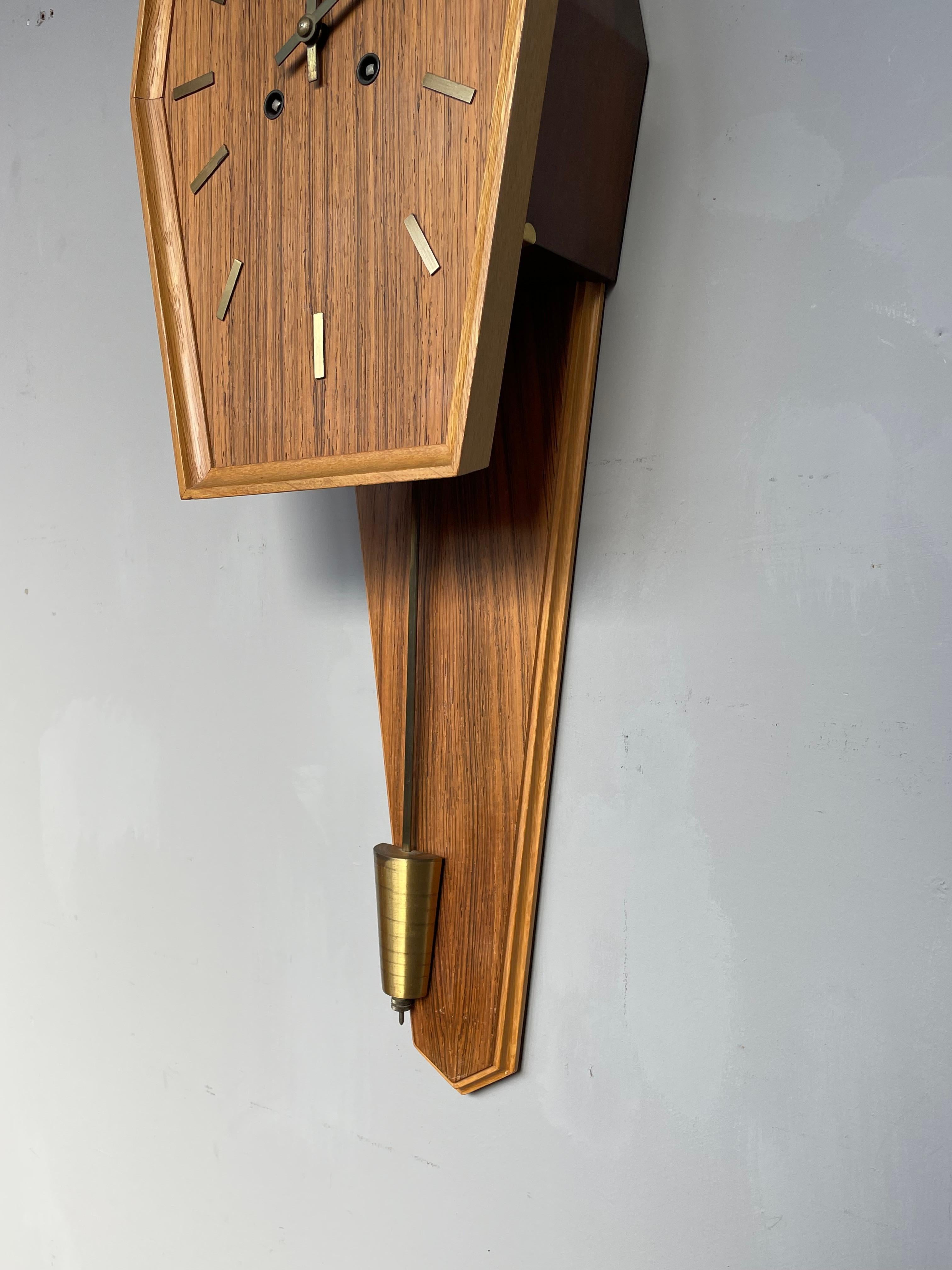 Beautiful Midcentury Modern Wooden Pendulum Wall Clock By Westerstrand, Sweden For Sale 4