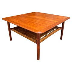 Beautiful Midcentury Teak and Cane Coffee Table