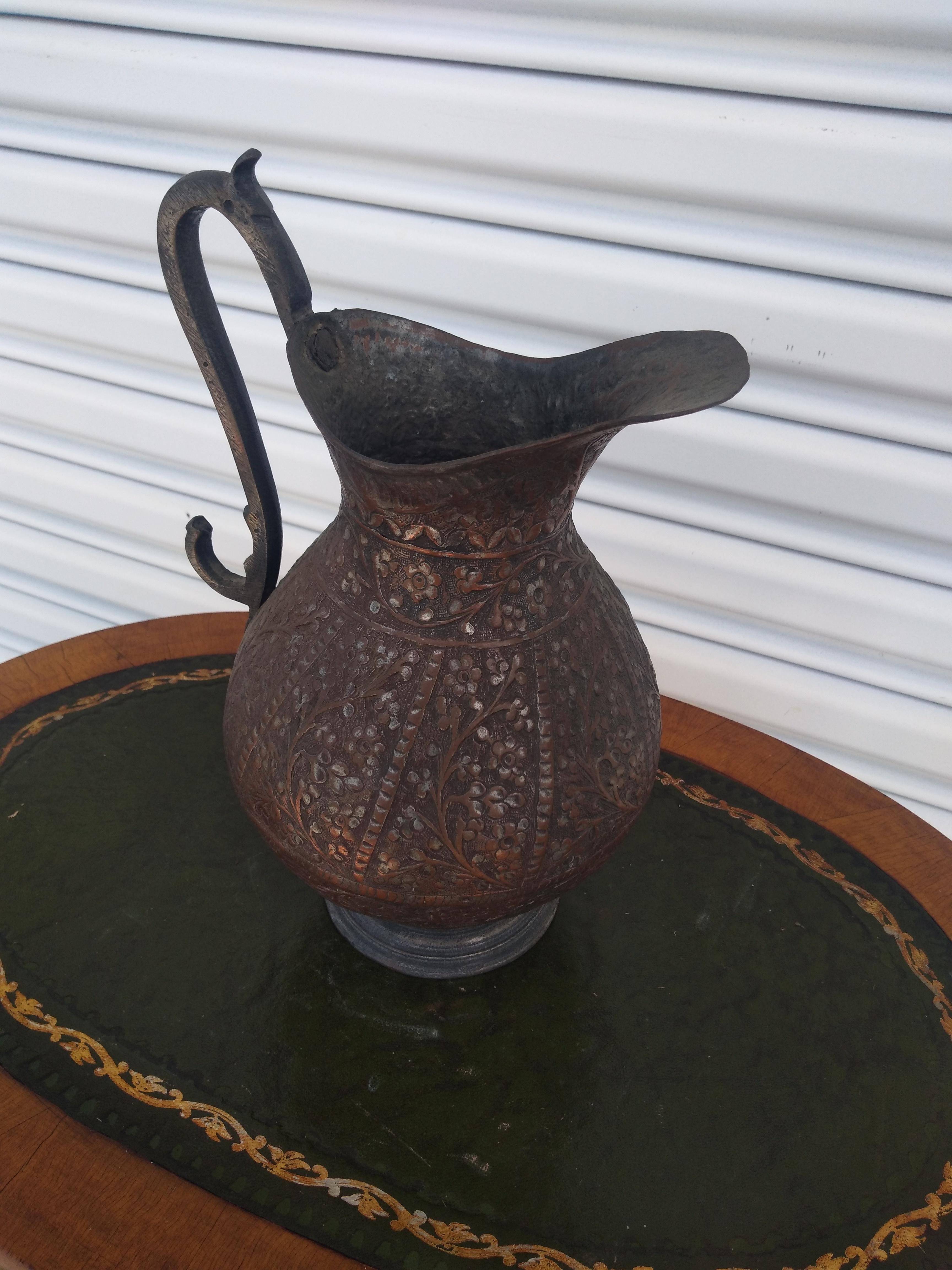 Islamic Beautiful Middle Eastern Hand Crafted Metal Pitcher For Sale
