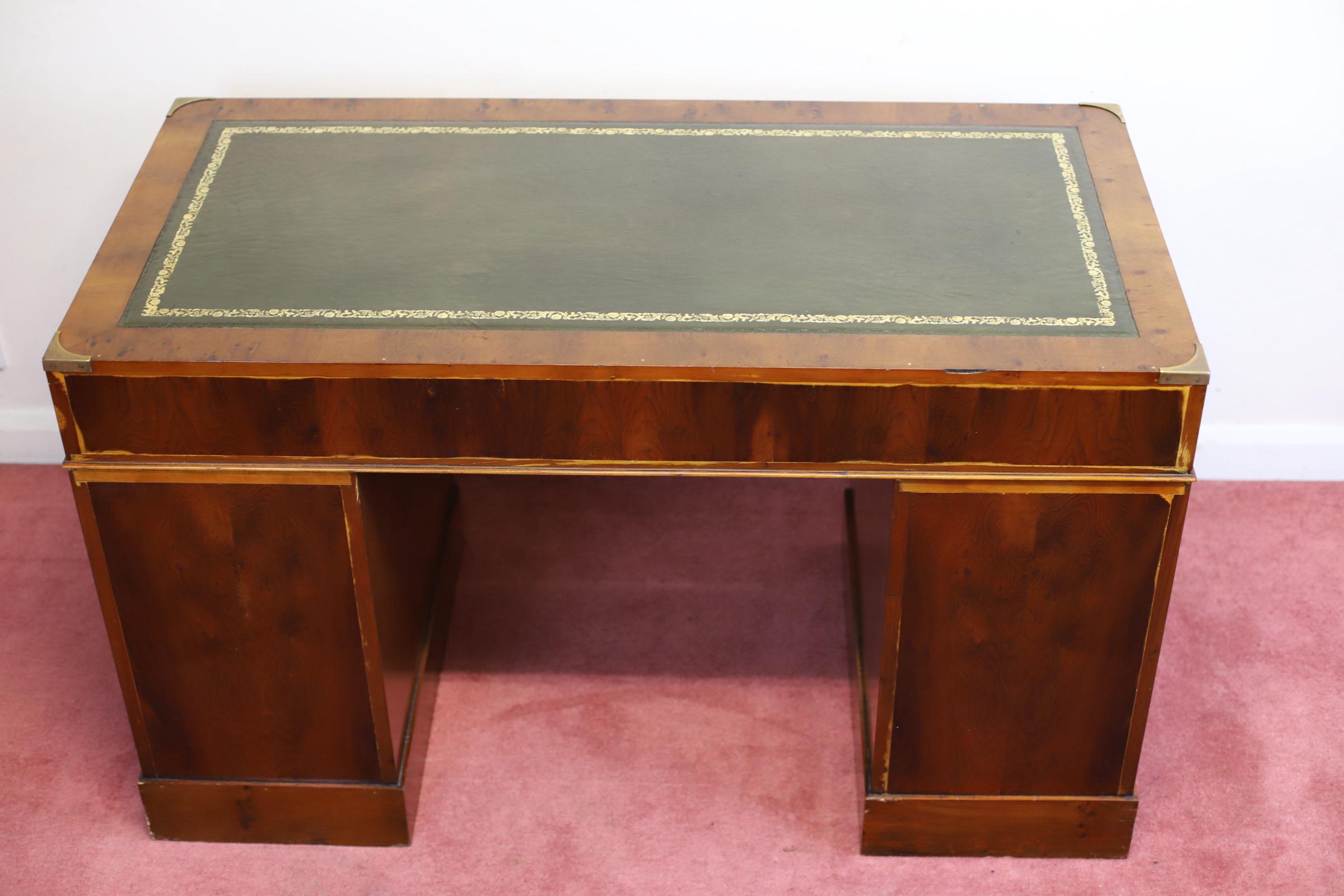 Beautiful Military Campaign Twin Pedestal Desk  For Sale 10