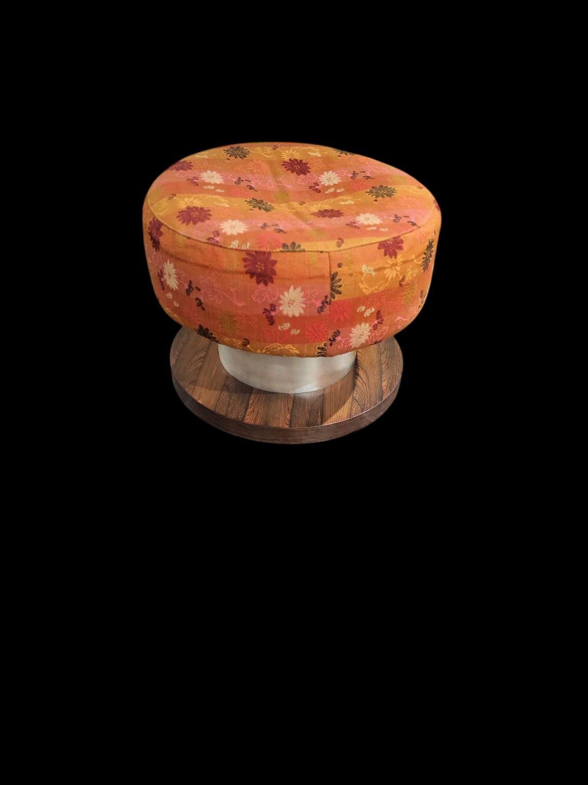 Mid-Century Modern Beautiful Milo Baughman Rosewood and Aluminum Mid Century Stool C.1960-70’s