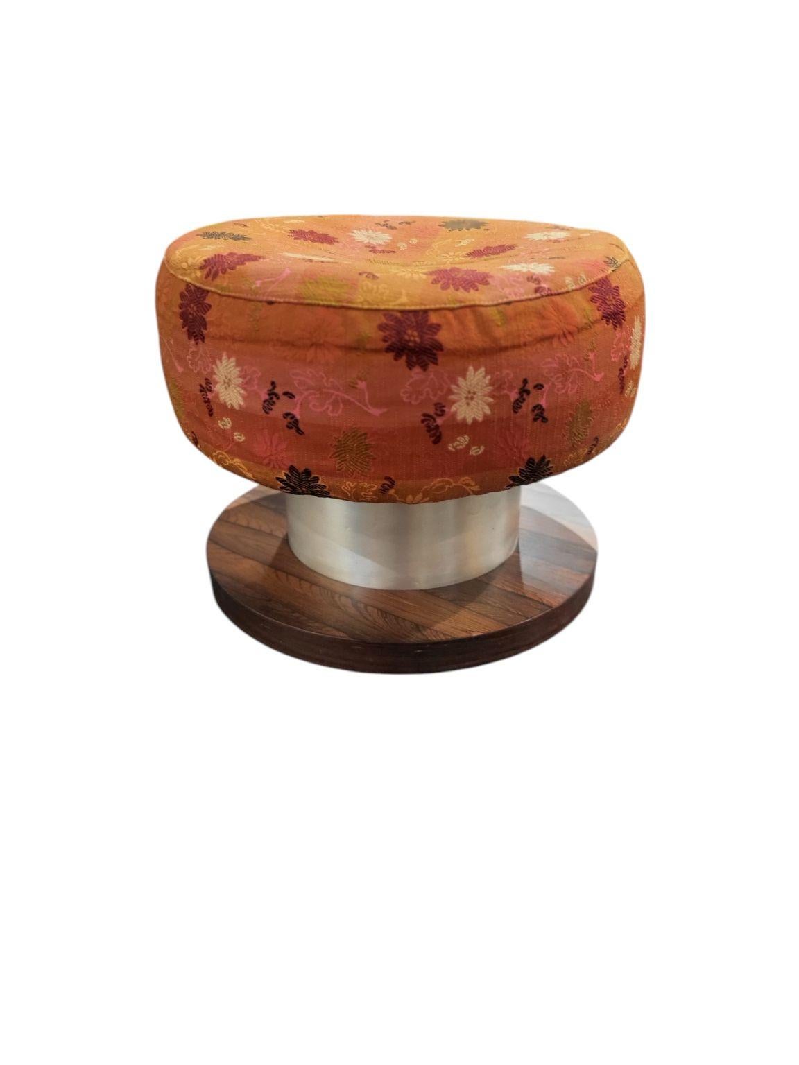 American Beautiful Milo Baughman Rosewood and Aluminum Mid Century Stool C.1960-70’s